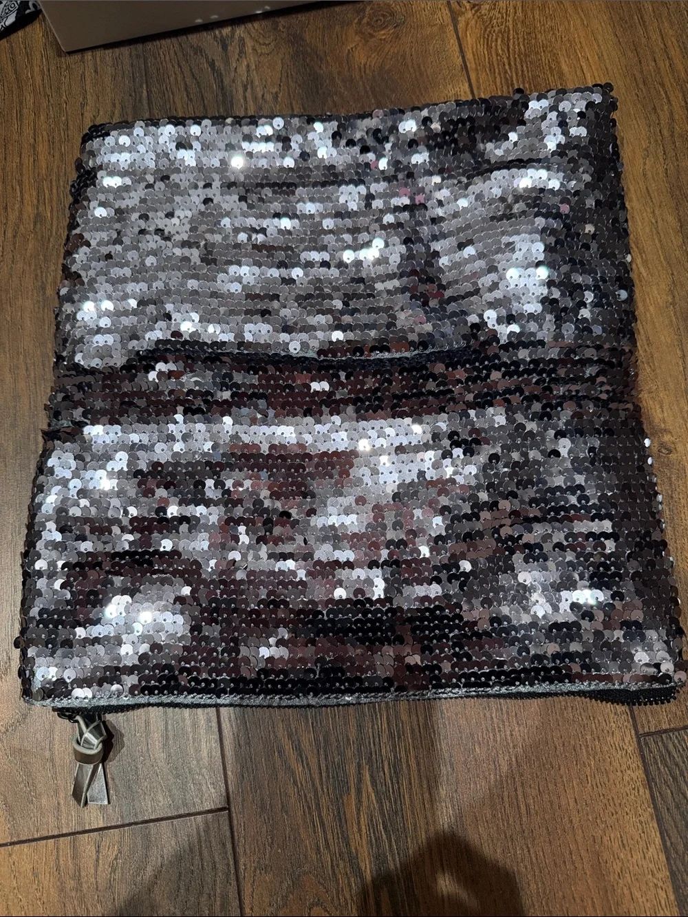 Sequin Zip Clutch - Silver Sparkle